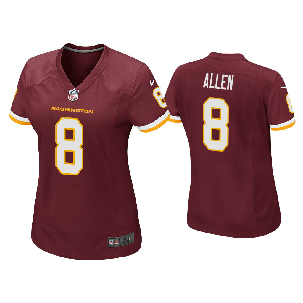 Women's Washington Football Team #8 Kyle Allen Burgundy Game Jersey