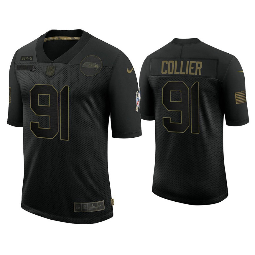 Seattle Seahawks #91 L.J. Collier Black 2020 Salute to Service Limited Jersey
