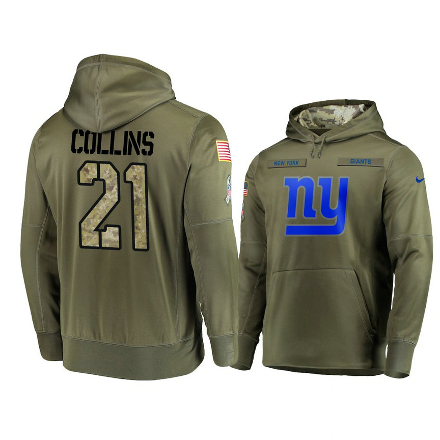 New York Giants #21 Landon Collins Olive Pullover Hoodie 2018 Salute To Service New York Giants #21 Landon Collins Olive Pullover Hoodie 2018 Salute To Service