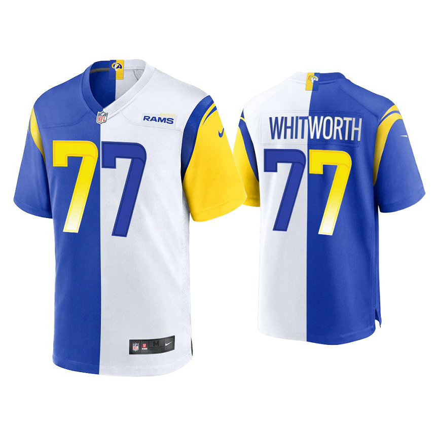 2021 Los Angeles Rams #77 Andrew Whitworth Royal White Game Jersey 2021 Los Angeles Rams #77 Andrew Whitworth Royal White Game Jersey