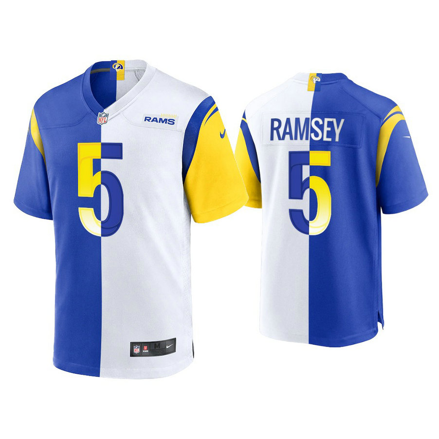 2021 Los Angeles Rams #5 Jalen Ramsey Royal White Game Jersey 2021 Los Angeles Rams #5 Jalen Ramsey Royal White Game Jersey