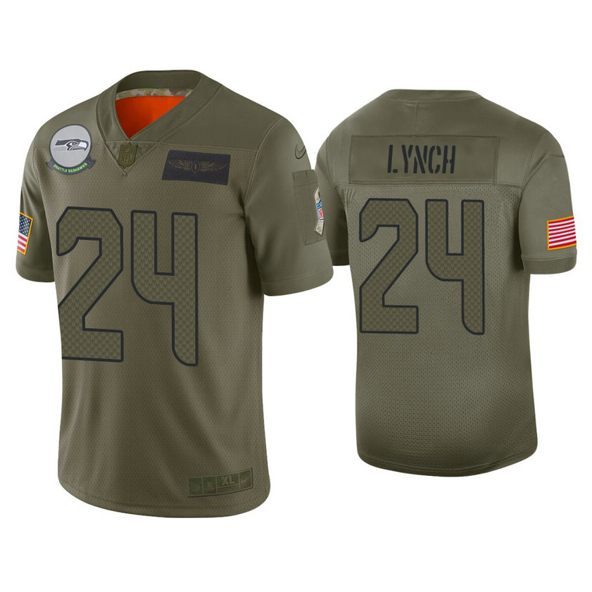 Seattle Seahawks #24 Marshawn Lynch Olive 2019 Salute to Service Limited Jersey Seattle Seahawks #24 Marshawn Lynch Olive 2019 Salute to Service Limited Jersey