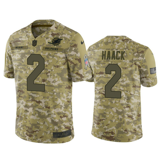 Miami Dolphins Matt Haack #2 Camo Jersey 2018 Salute to Service