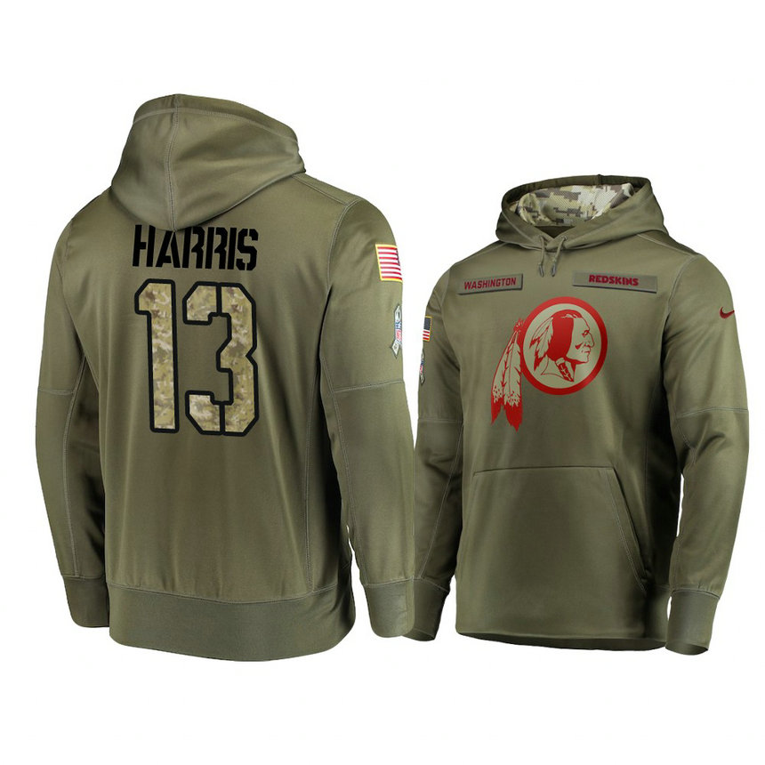 Washington Redskins #13 Maurice Harris Olive Pullover Hoodie 2018 Salute To Service Washington Redskins #13 Maurice Harris Olive Pullover Hoodie 2018 Salute To Service