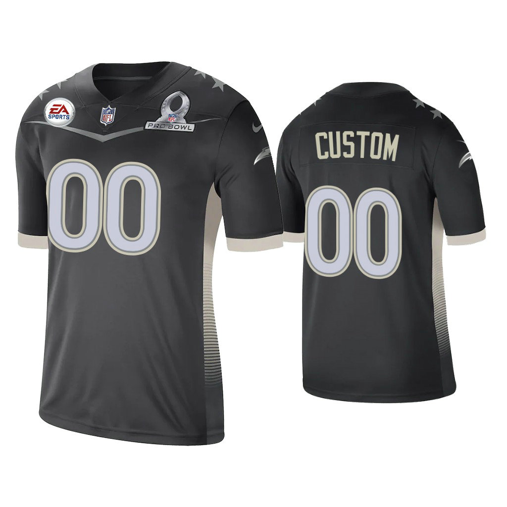 Custom Los Angeles Chargers #00 2021 AFC Pro Bowl Game Anthracite Jersey