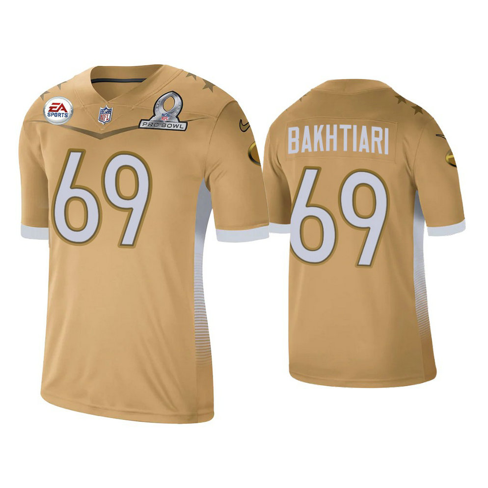 Green Bay Packers #69 David Bakhtiari Gold 2021 NFC Pro Bowl Game Jersey
