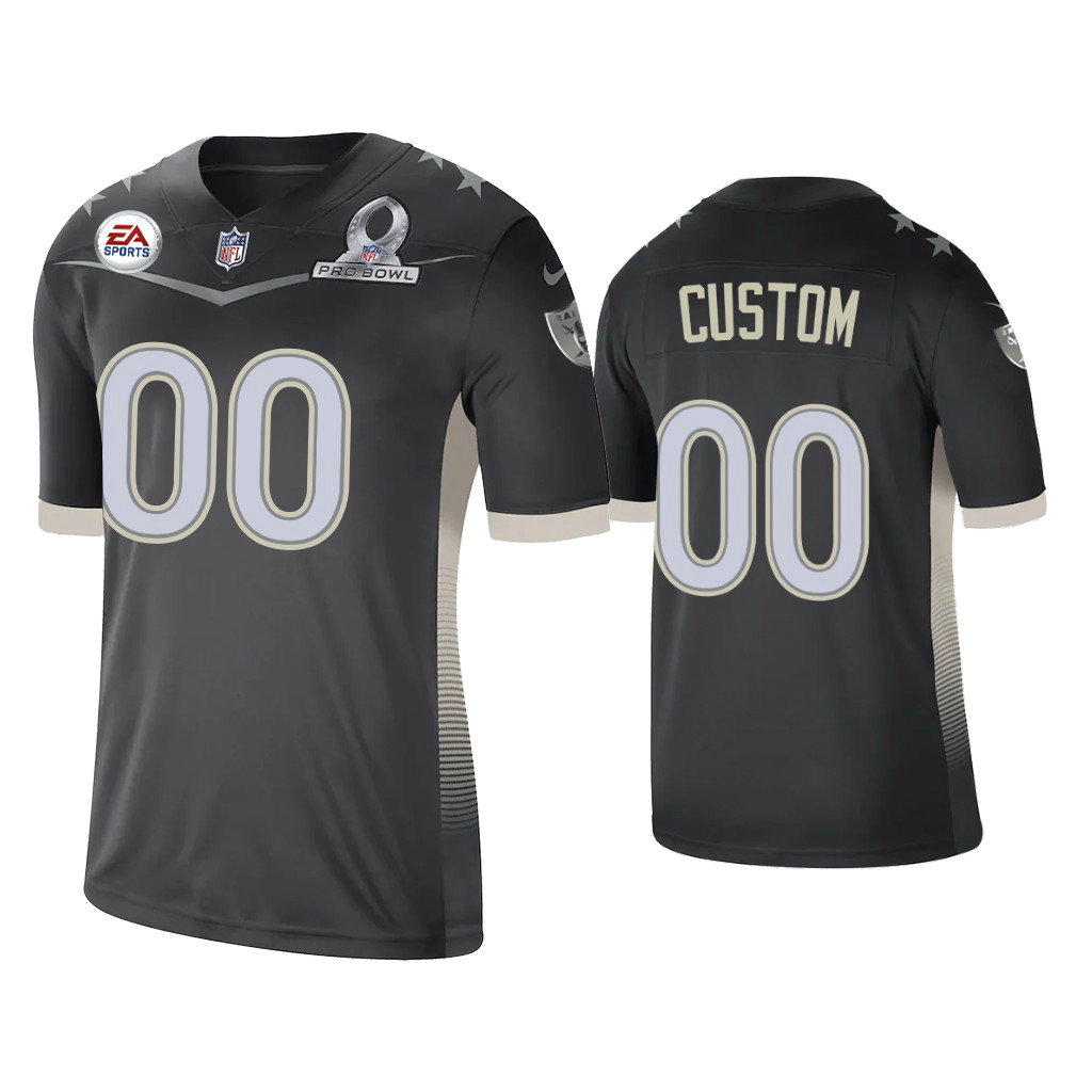 Custom Las Vegas Raiders #00 2021 AFC Pro Bowl Game Anthracite Jersey
