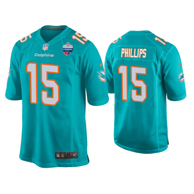 Miami Dolphins #15 Jaelan Phillips Aqua 2021 London Games Patch Game Jersey Miami Dolphins #15 Jaelan Phillips Aqua 2021 London Games Patch Game Jersey
