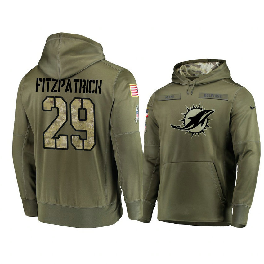 Miami Dolphins #29 Minkah Fitzpatrick Olive Pullover Hoodie 2018 Salute To Service Miami Dolphins #29 Minkah Fitzpatrick Olive Pullover Hoodie 2018 Salute To Service