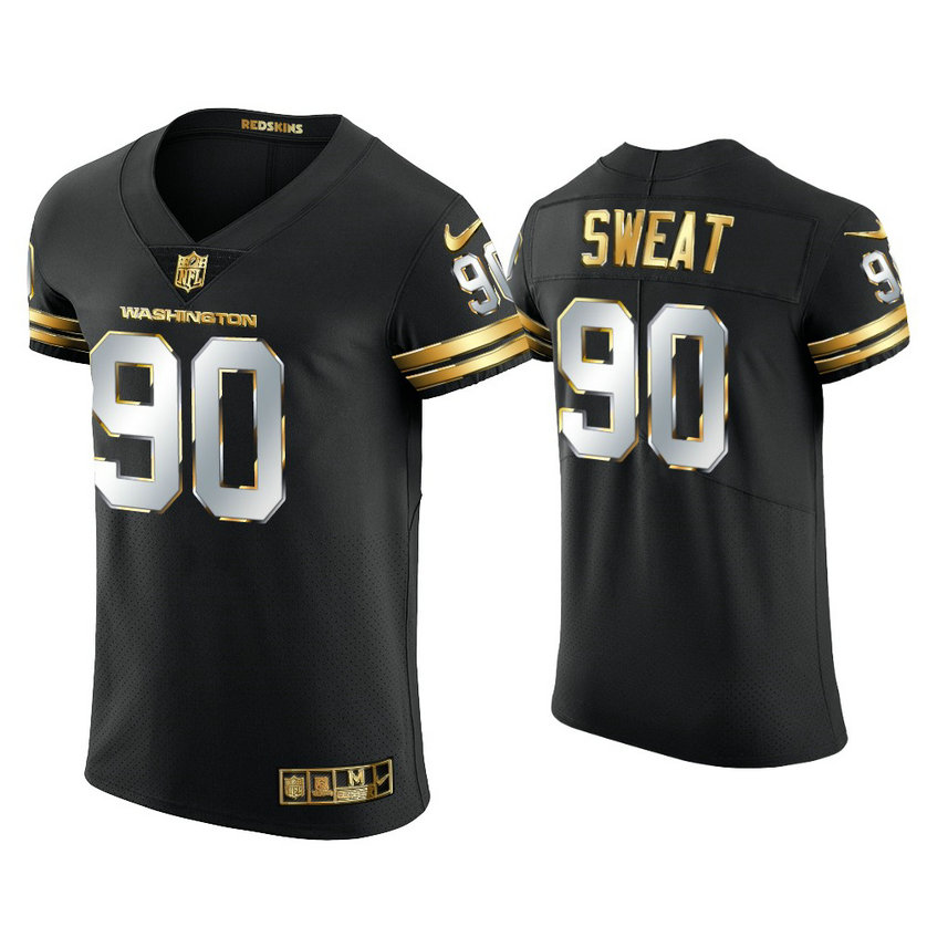 Washington Football Team #90 Montez Sweat Black Golden Edition Vapor Elite Jersey