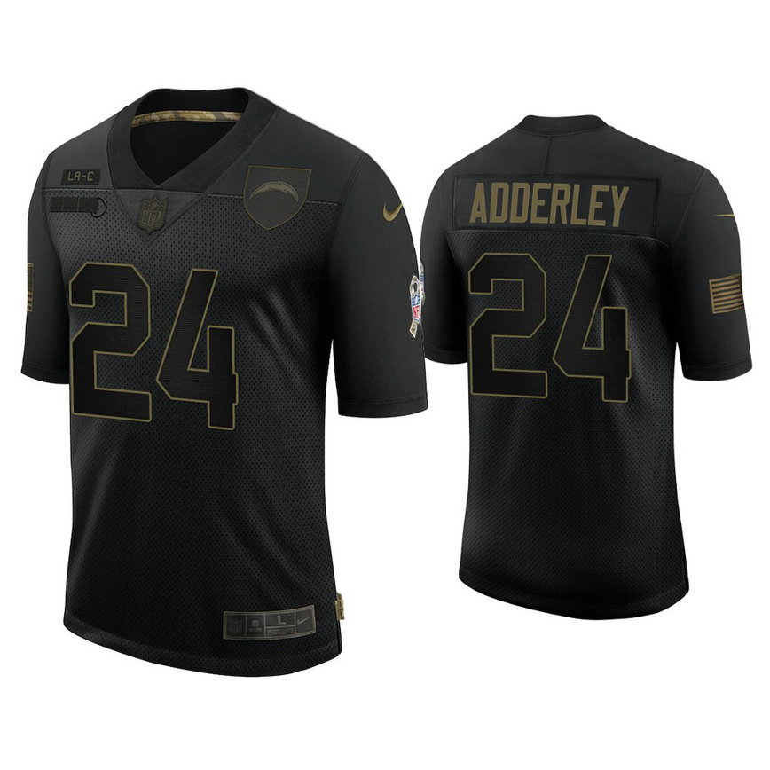 Los Angeles Chargers #24 Nasir Adderley Black 2020 Salute to Service Limited Jersey Los Angeles Chargers #24 Nasir Adderley Black 2020 Salute to Service Limited Jersey