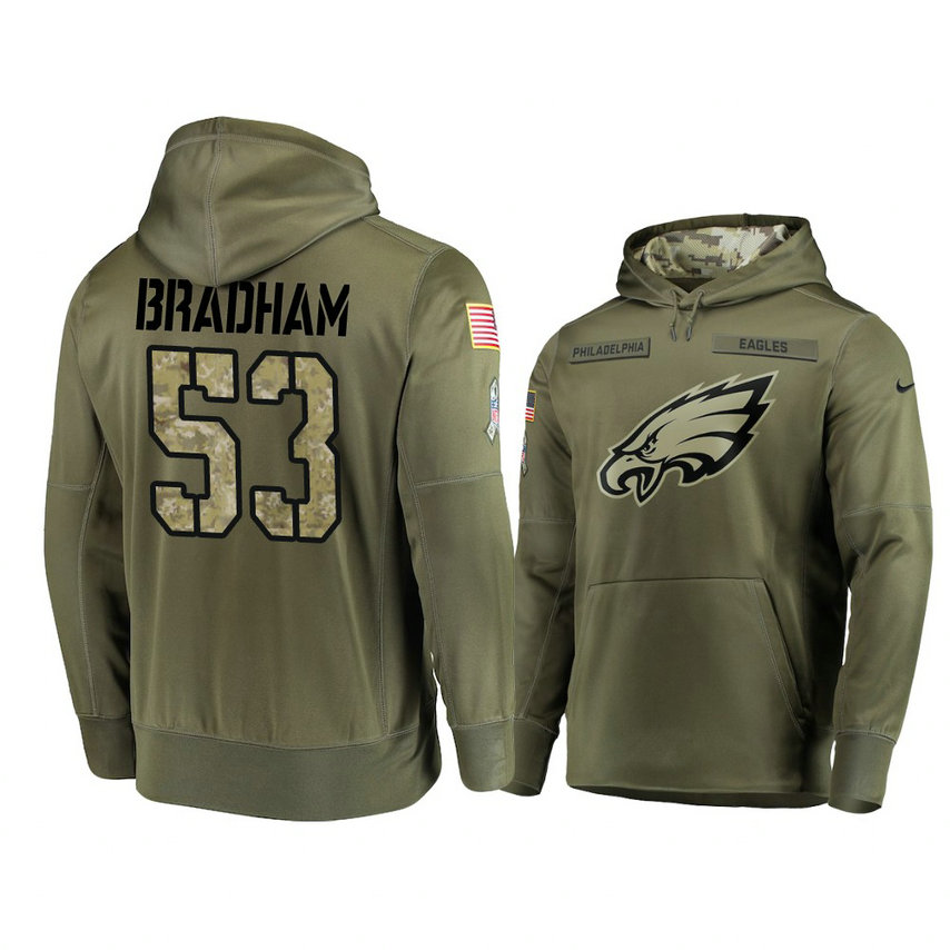 Philadelphia Eagles #53 Nigel Bradham Olive Pullover Hoodie 2018 Salute To Service Philadelphia Eagles #53 Nigel Bradham Olive Pullover Hoodie 2018 Salute To Service