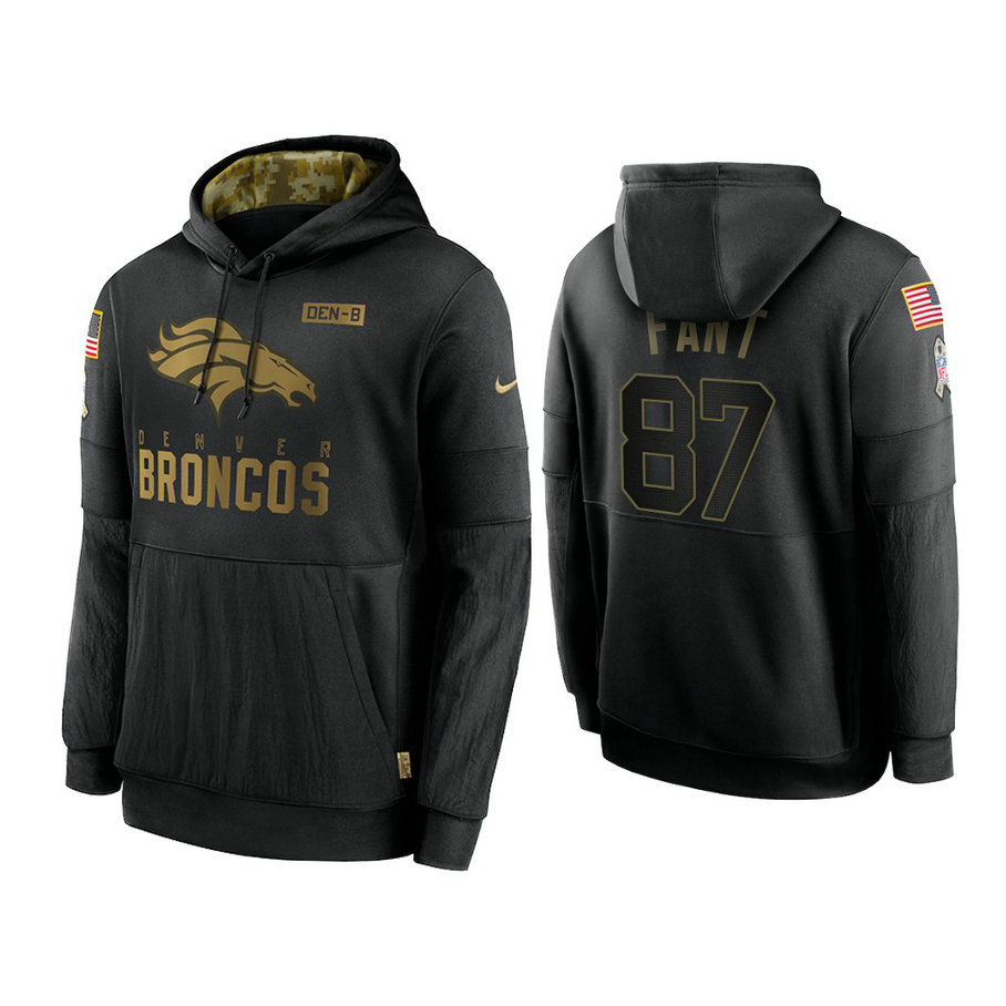 Denver Broncos #87 Noah Fant Black 2020 Salute to Service Sideline Performance Pullover Hoodie Denver Broncos #87 Noah Fant Black 2020 Salute to Service Sideline Performance Pullover Hoodie