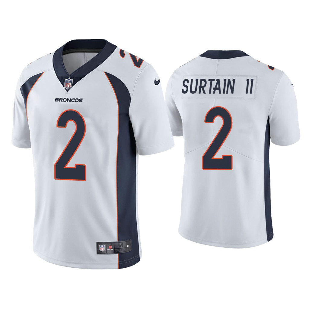 Denver Broncos #2 Patrick Surtain II White 2021 NFL Draft Vapor Limited Jersey