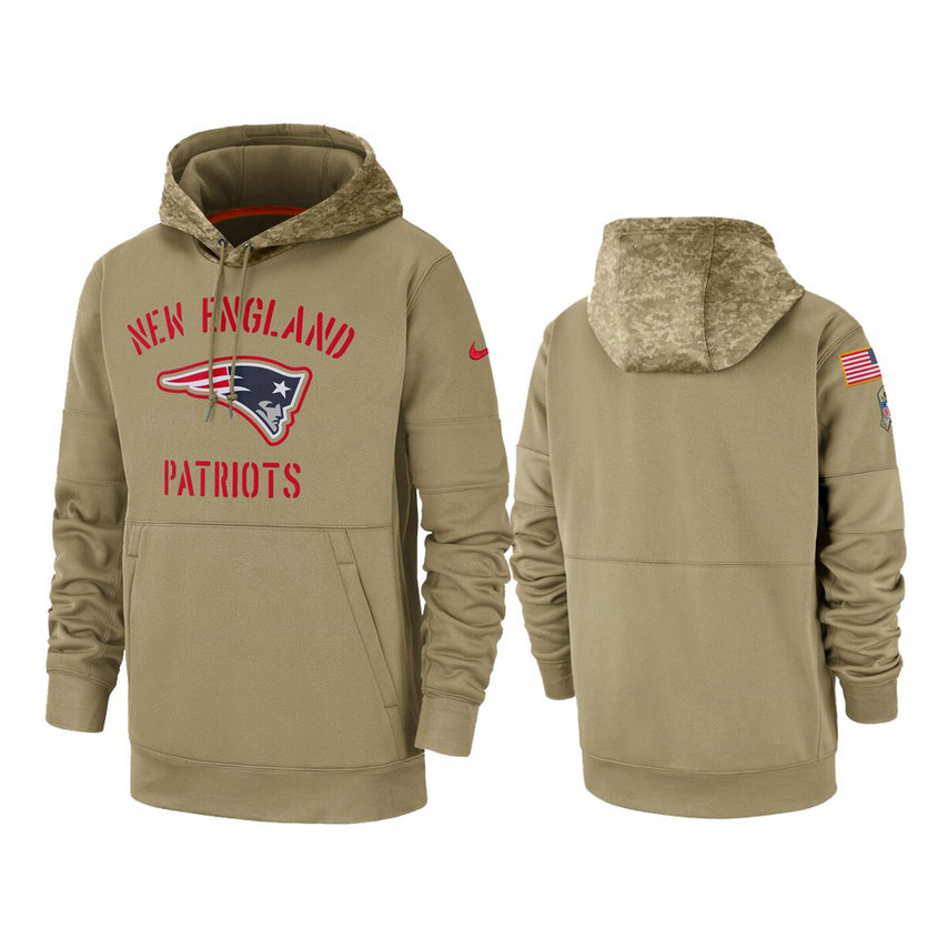 New England Patriots Tan Sideline Therma 2019 Salute to Service Pullover Hoodie New England Patriots Tan Sideline Therma 2019 Salute to Service Pullover Hoodie