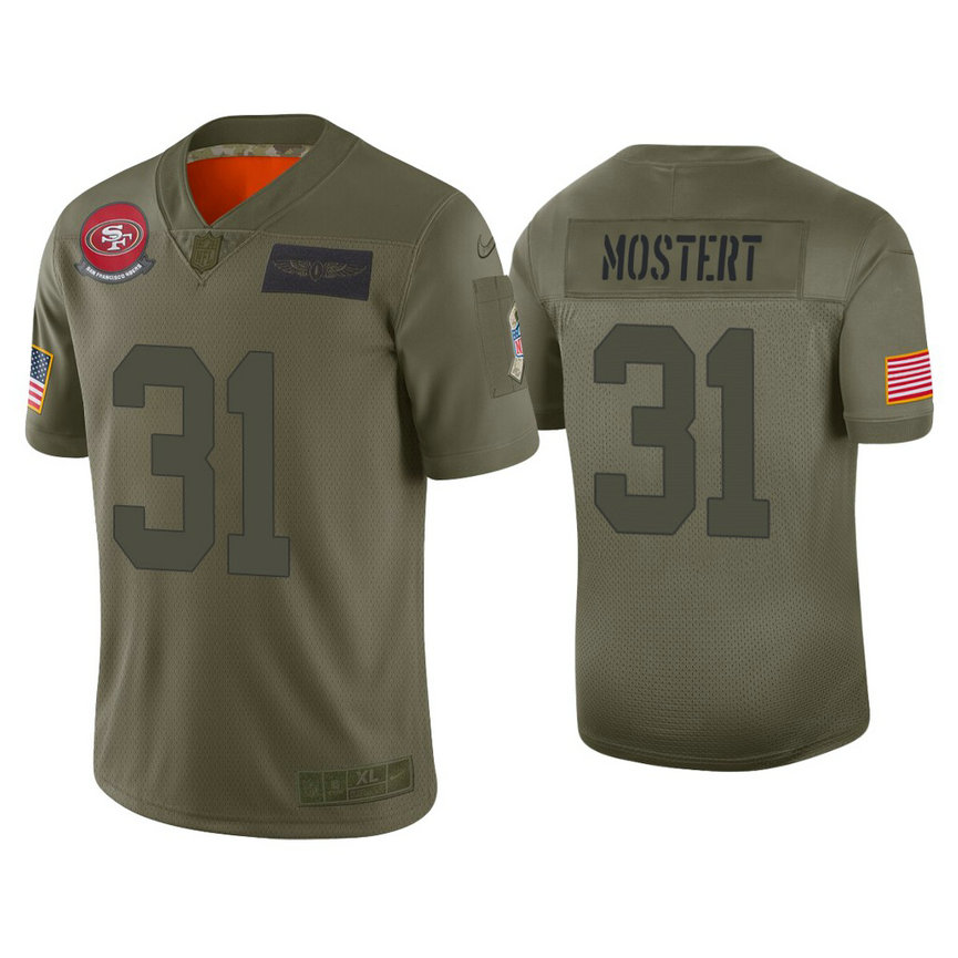 San Francisco 49ers #31 Raheem Mostert Olive 2019 Salute to Service Limited Jersey San Francisco 49ers #31 Raheem Mostert Olive 2019 Salute to Service Limited Jersey