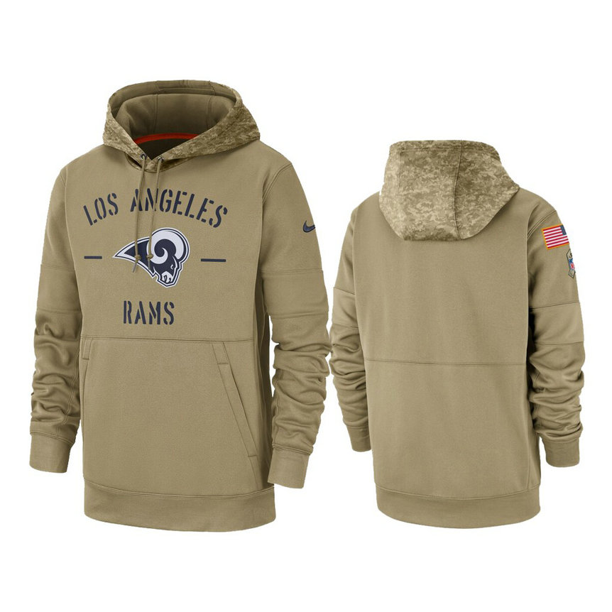 Los Angeles Rams Tan Sideline Therma 2019 Salute to Service Pullover Hoodie Los Angeles Rams Tan Sideline Therma 2019 Salute to Service Pullover Hoodie