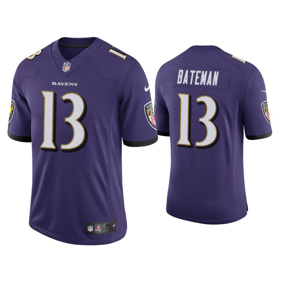 Baltimore Ravens #13 Rashod Bateman Purple 2021 NFL Draft Vapor Limited Jersey Baltimore Ravens #13 Rashod Bateman Purple 2021 NFL Draft Vapor Limited Jersey