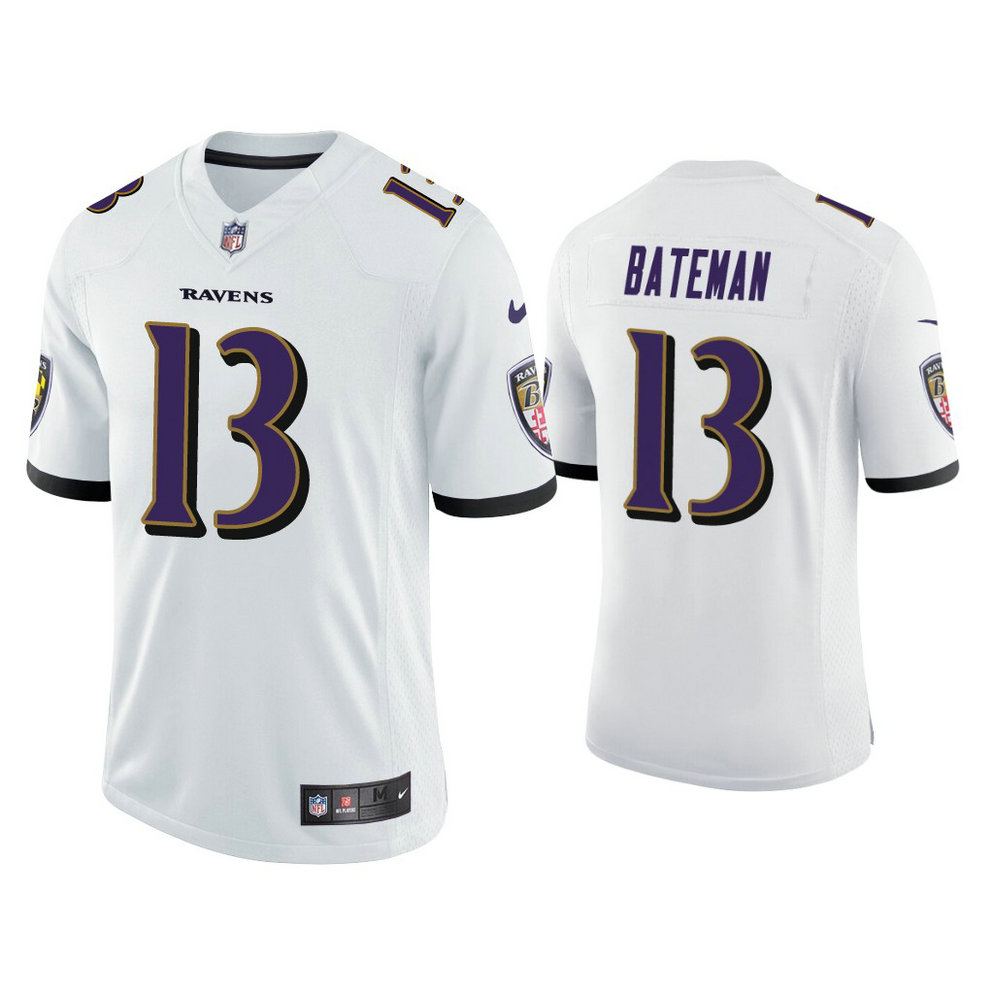 Baltimore Ravens #13 Rashod Bateman White 2021 NFL Draft Vapor Limited Jersey