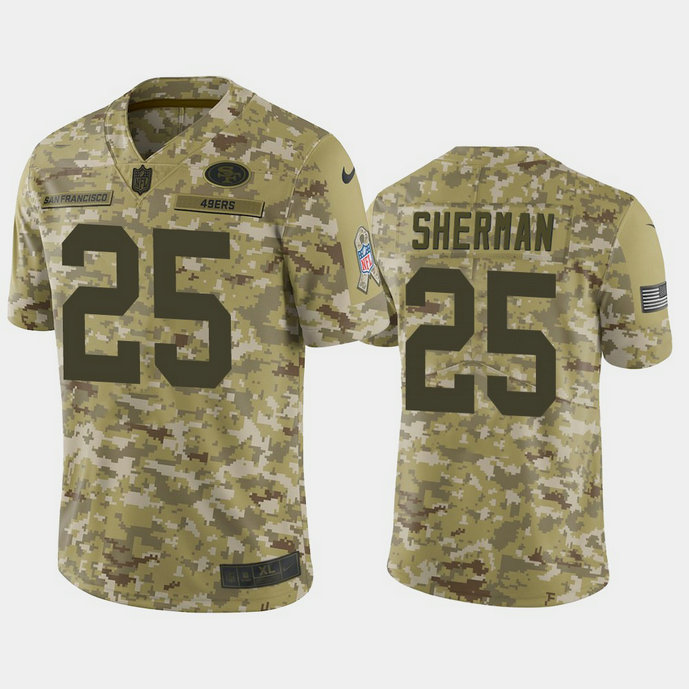 San Francisco 49ers Richard Sherman #25 Camo Jersey 2018 Salute to Service San Francisco 49ers Richard Sherman #25 Camo Jersey 2018 Salute to Service
