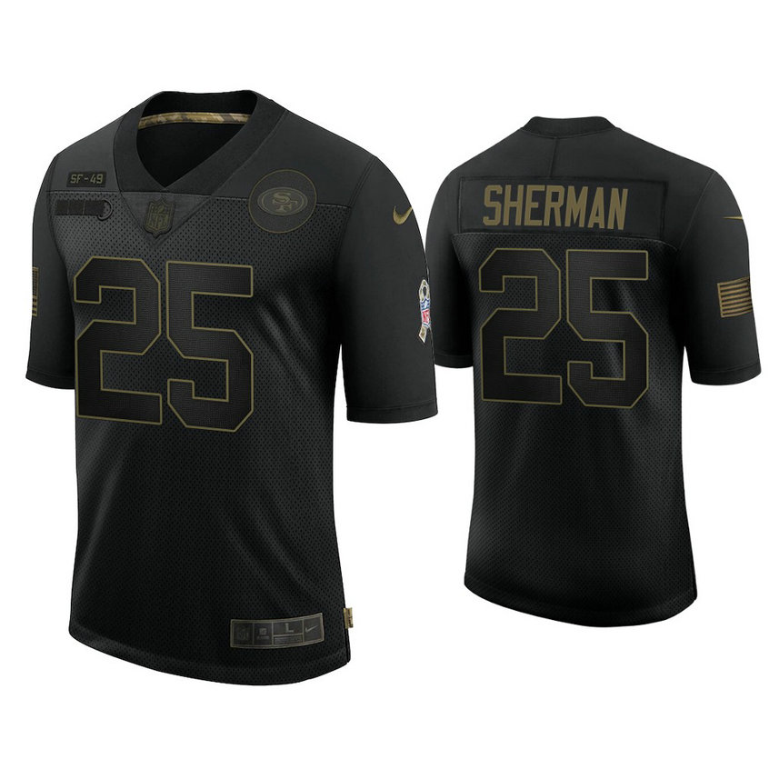 San Francisco 49ers #25 Richard Sherman Black 2020 Salute to Service Limited Jersey San Francisco 49ers #25 Richard Sherman Black 2020 Salute to Service Limited Jersey