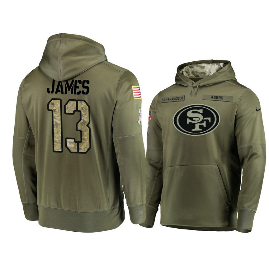 San Francisco 49ers #13 Richie James Olive Pullover Hoodie 2018 Salute To Service San Francisco 49ers #13 Richie James Olive Pullover Hoodie 2018 Salute To Service