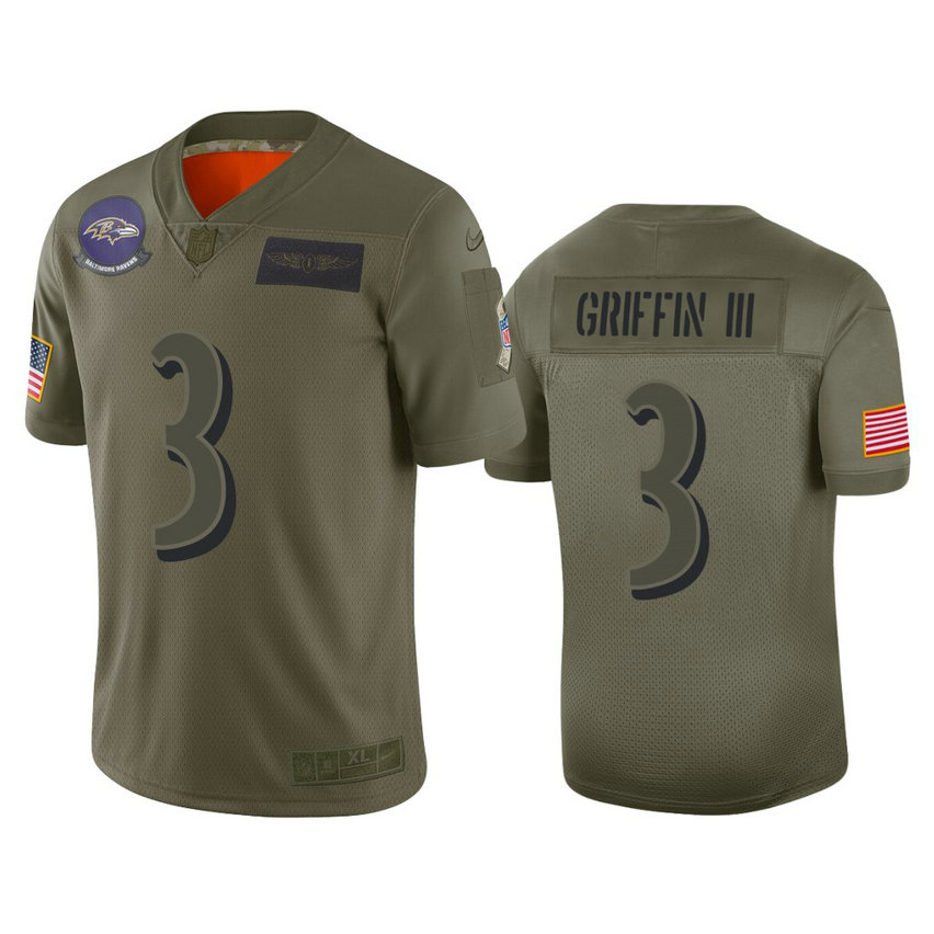 Baltimore Ravens #3 Robert Griffin III Camo 2019 Salute to Service Limited Jersey
