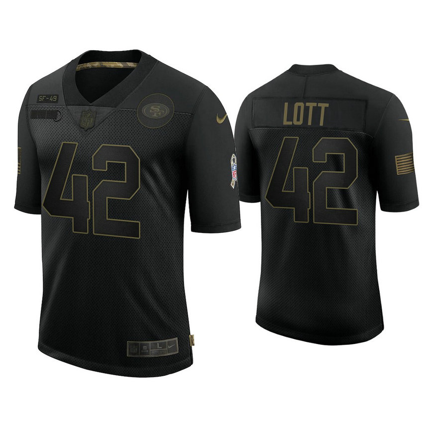 San Francisco 49ers #42 Ronnie Lott Black 2020 Salute to Service Limited Jersey San Francisco 49ers #42 Ronnie Lott Black 2020 Salute to Service Limited Jersey