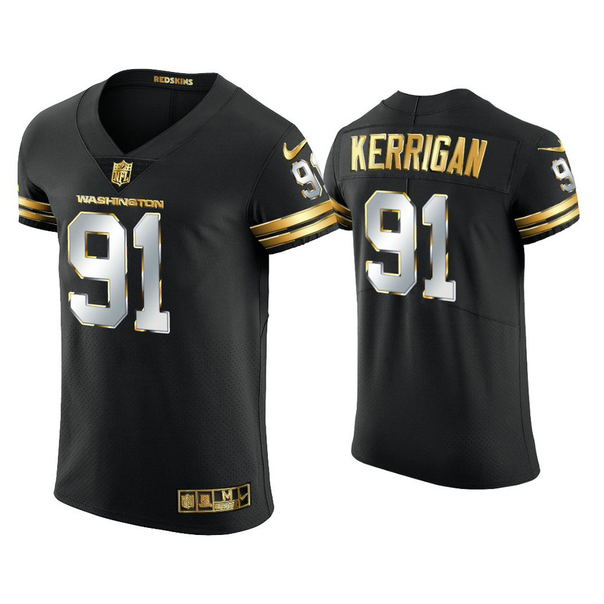 Washington Football Team #91 Ryan Kerrigan Black Golden Edition Vapor Elite Jersey Washington Football Team #91 Ryan Kerrigan Black Golden Edition Vapor Elite Jersey