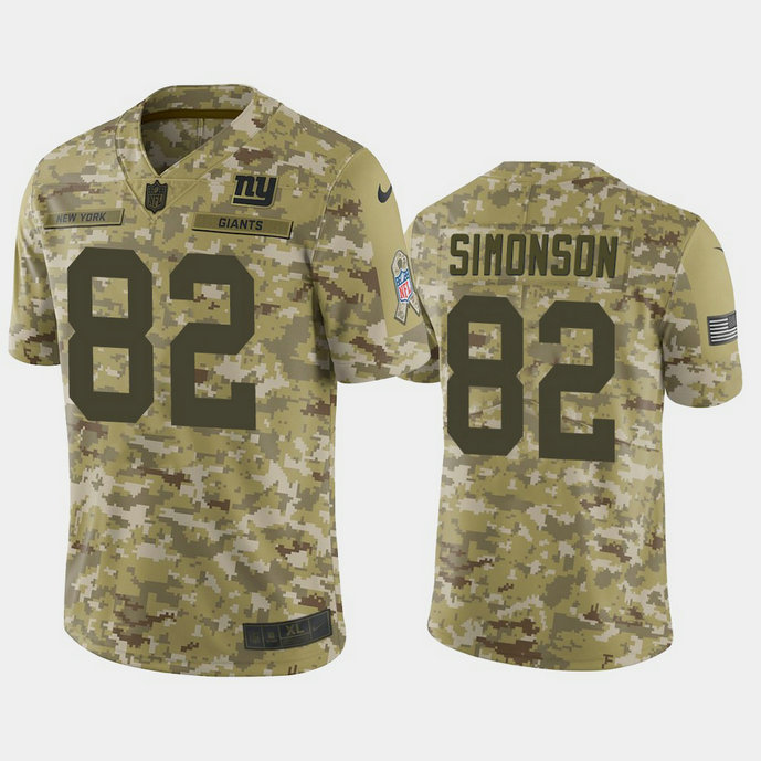 New York Giants Scott Simonson #82 Camo Jersey 2018 Salute to Service