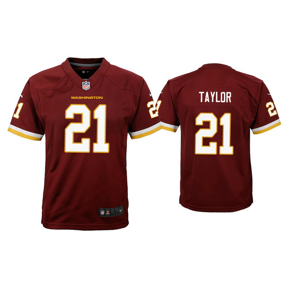 Youth Washington Football Team #21 Sean Taylor Burgundy Game Jersey