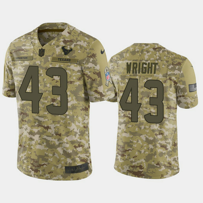 Houston Texans Shareece Wright #43 Camo Jersey 2018 Salute to Service
