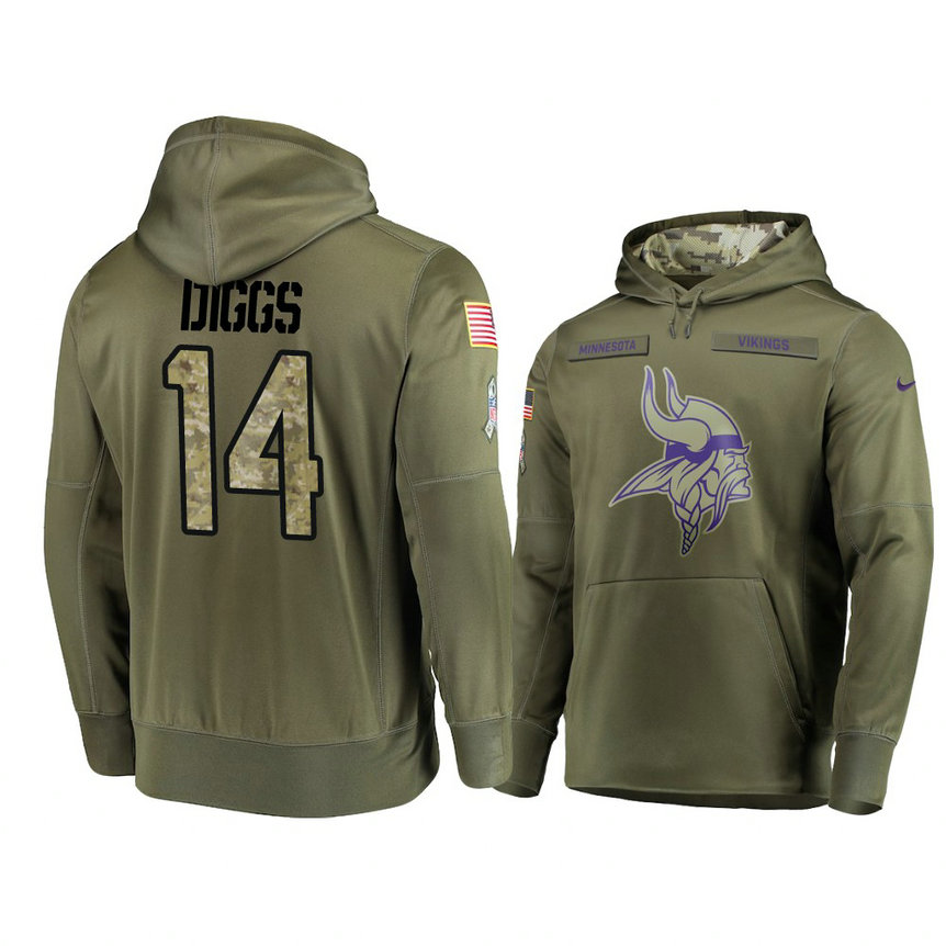 Minnesota Vikings #14 Stefon Diggs Olive Pullover Hoodie 2018 Salute To Service Minnesota Vikings #14 Stefon Diggs Olive Pullover Hoodie 2018 Salute To Service