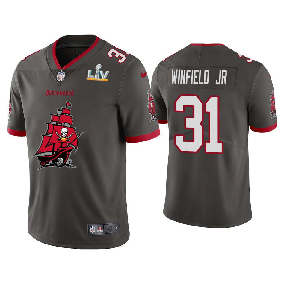 2021 Tampa Bay Buccaneers #31 Antoine Winfield Jr. Pewter Super Bowl LIV Champions Pewter Team Logo Jersey 2021 Tampa Bay Buccaneers #31 Antoine Winfield Jr. Pewter Super Bowl LIV Champions Pewter Team Logo Jersey