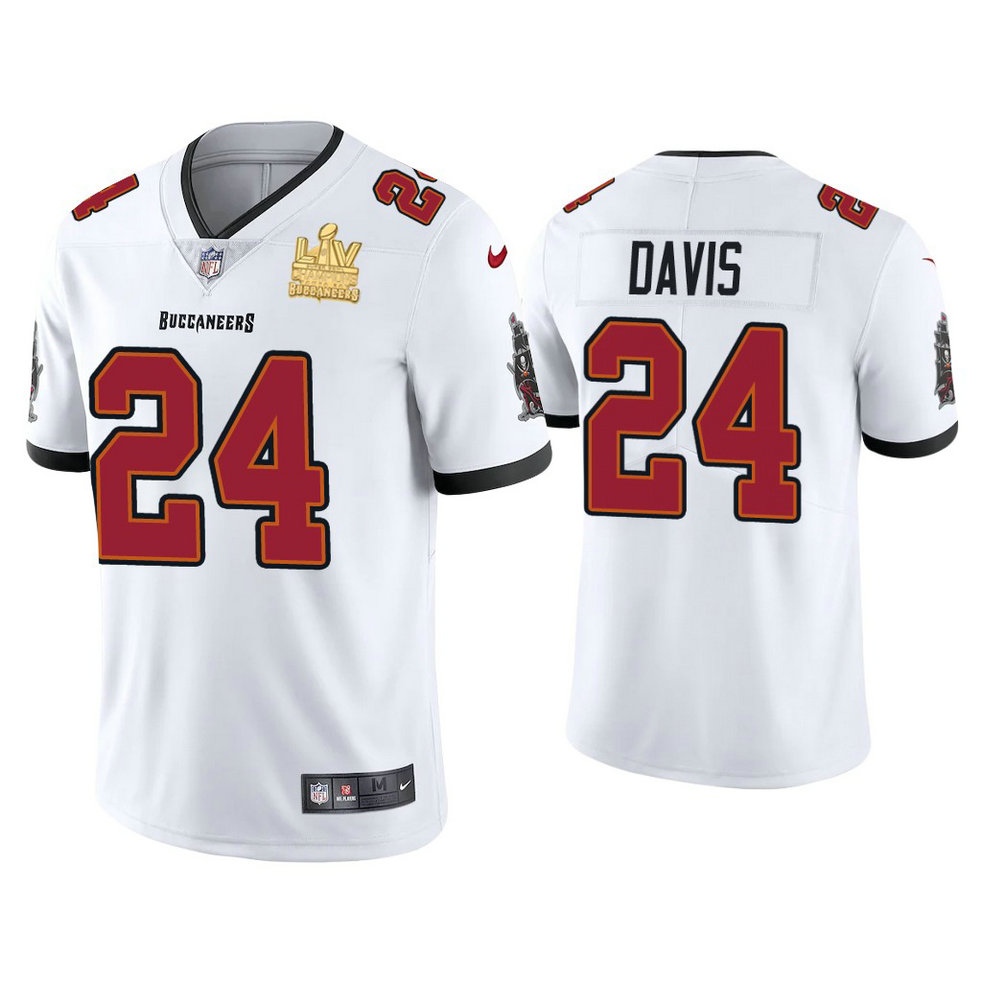 2021 Tampa Bay Buccaneers #24 Carlton Davis White Super Bowl LIV Champions White Vapor Limited Jersey