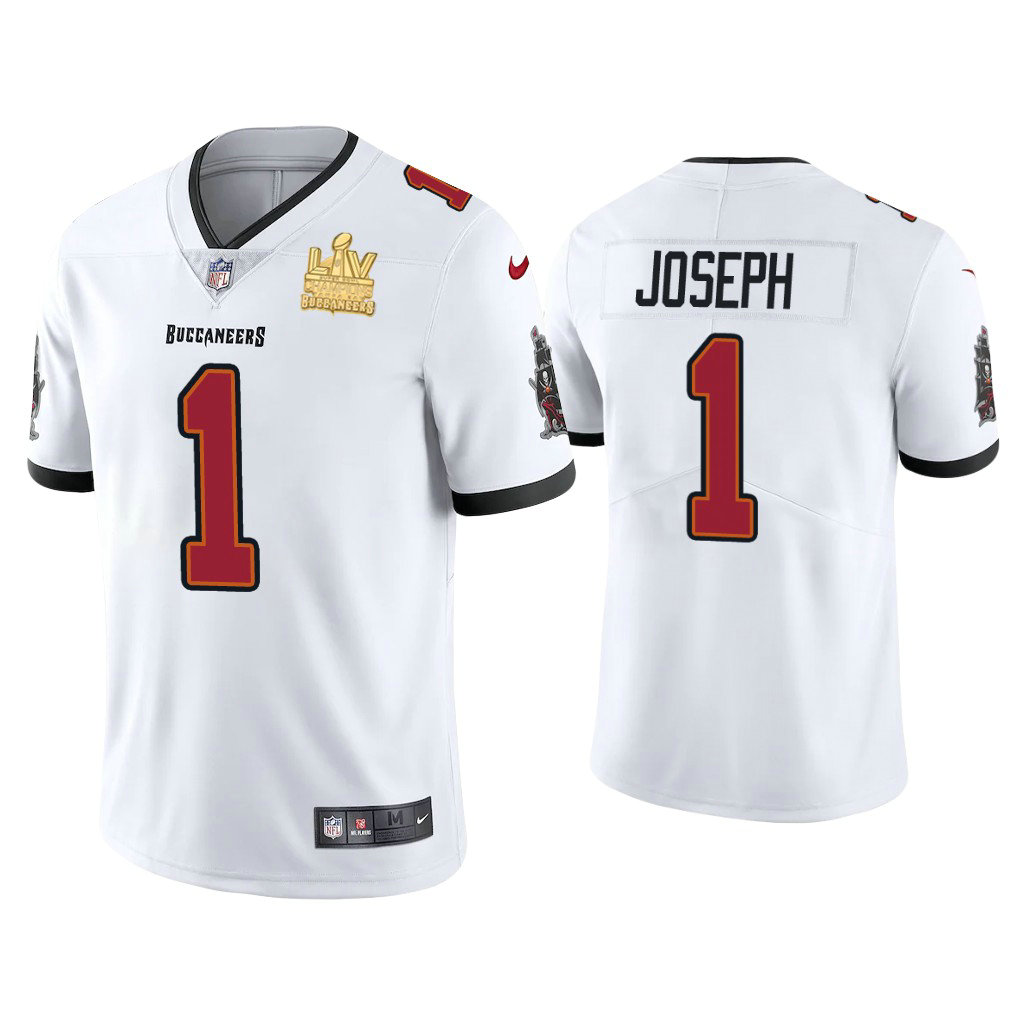 2021 Tampa Bay Buccaneers #1 Greg Joseph White Super Bowl LIV Champions White Vapor Limited Jersey 2021 Tampa Bay Buccaneers #1 Greg Joseph White Super Bowl LIV Champions White Vapor Limited Jersey