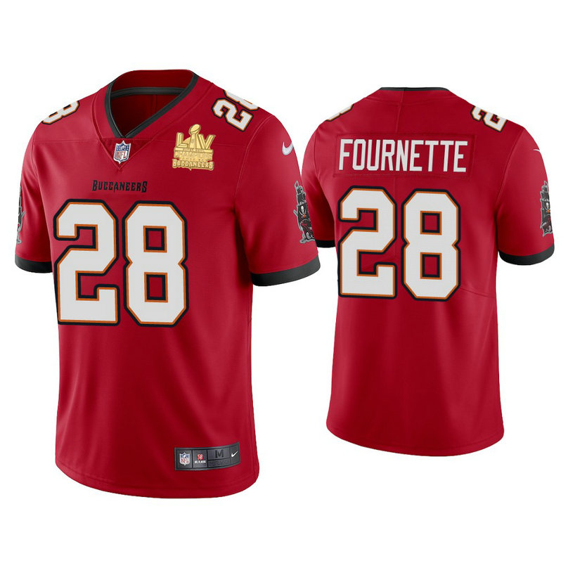 2021 Tampa Bay Buccaneers #28 Leonard Fournette Red Super Bowl LIV Champions Red Vapor Limited Jersey