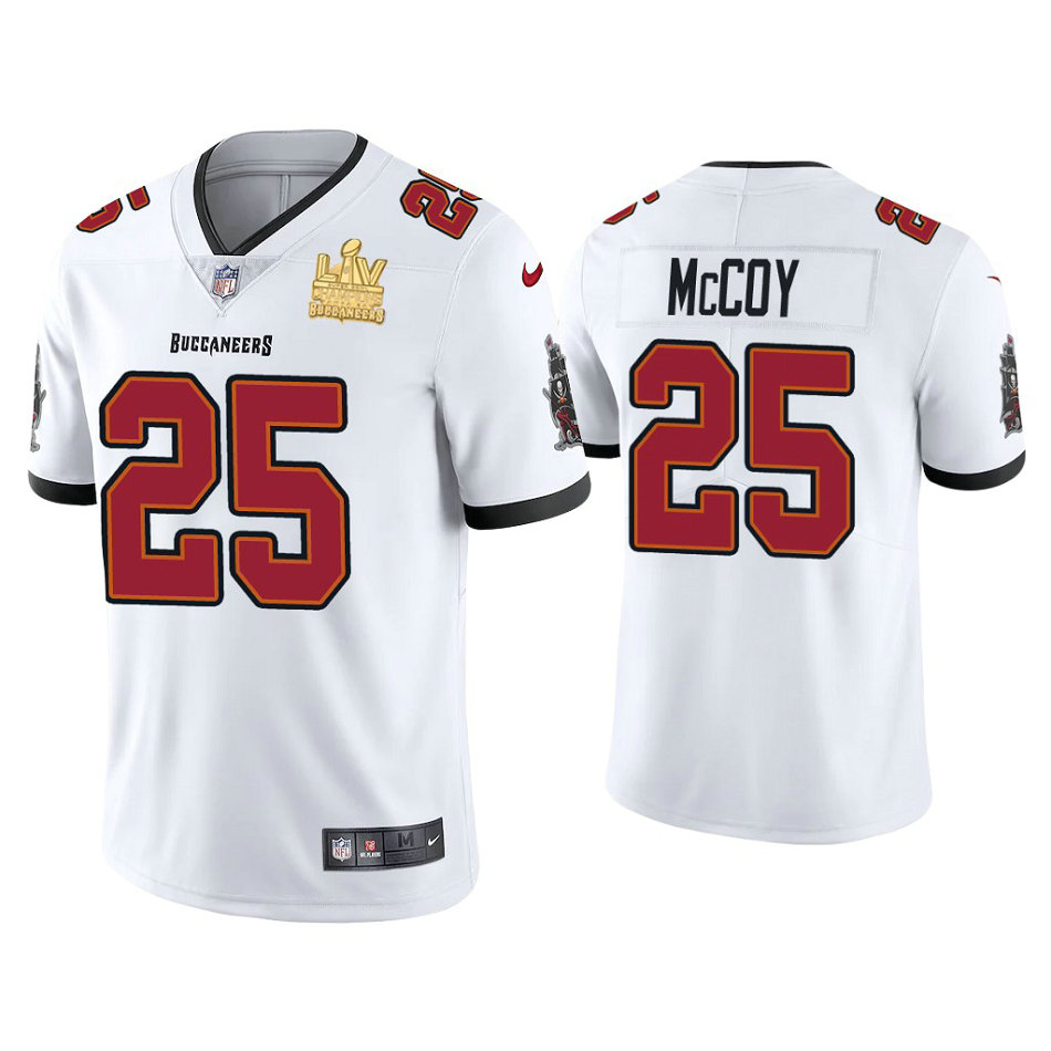 2021 Tampa Bay Buccaneers #25 LeSean McCoy White Super Bowl LIV Champions White Vapor Limited Jersey