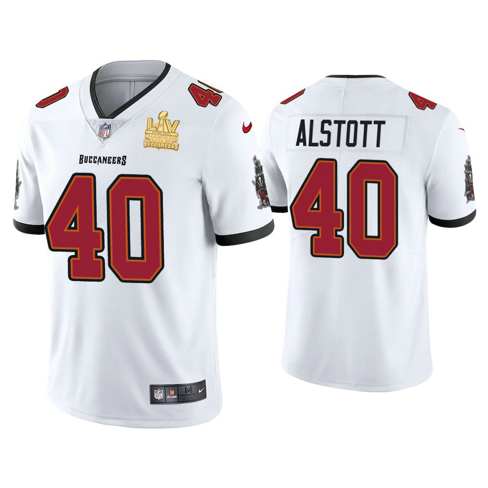 2021 Tampa Bay Buccaneers #40 Mike Alstott White Super Bowl LIV Champions White Vapor Limited Jersey