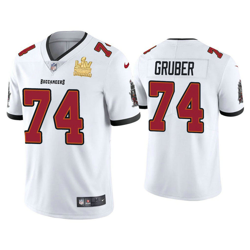 2021 Tampa Bay Buccaneers #74 Paul Gruber White Super Bowl LIV Champions White Vapor Limited Jersey 2021 Tampa Bay Buccaneers #74 Paul Gruber White Super Bowl LIV Champions White Vapor Limited Jersey