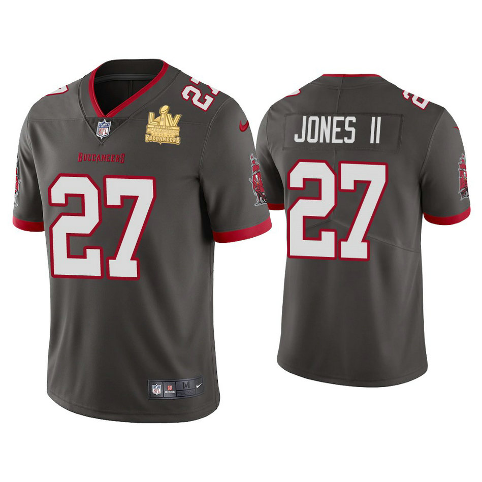 2021 Tampa Bay Buccaneers #27 Ronald Jones II Pewter Super Bowl LIV Champions Pewter Vapor Limited Jersey 2021 Tampa Bay Buccaneers #27 Ronald Jones II Pewter Super Bowl LIV Champions Pewter Vapor Limited Jersey