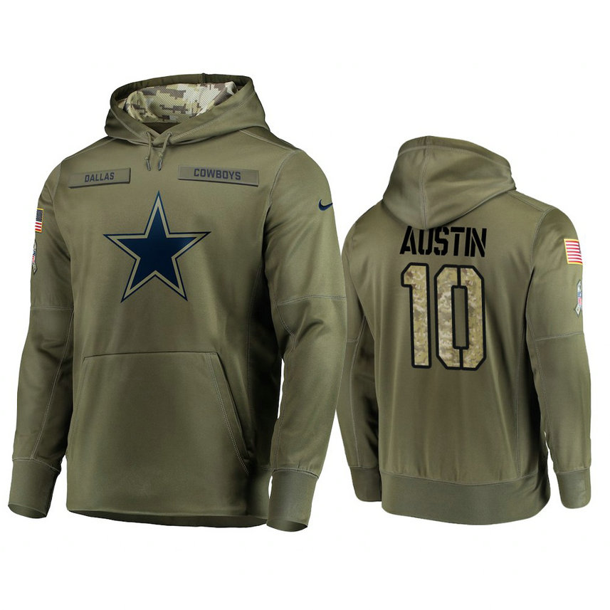 Dallas Cowboys #10 Tavon Austin Olive Pullover Hoodie 2018 Salute To Service Dallas Cowboys #10 Tavon Austin Olive Pullover Hoodie 2018 Salute To Service