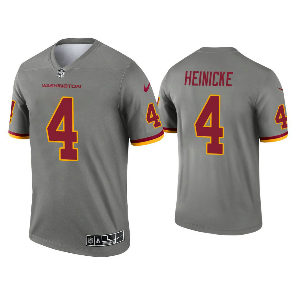 Washington Football Team #4 Taylor Heinicke Steel Inverted Legend Jersey