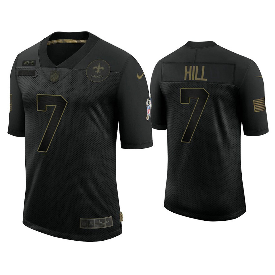 New Orleans Saints #7 Taysom Hill Black 2020 Salute to Service Limited Jersey