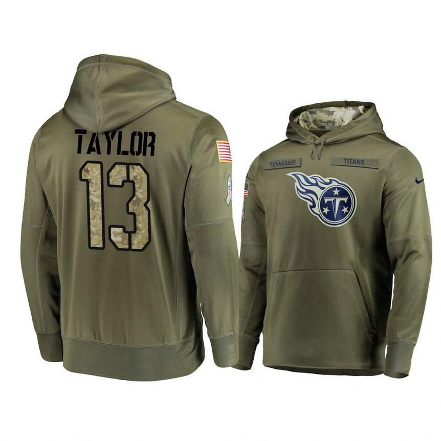 Tennessee Titans #13 Taywan Taylor Olive Pullover Hoodie 2018 Salute To Service Tennessee Titans #13 Taywan Taylor Olive Pullover Hoodie 2018 Salute To Service