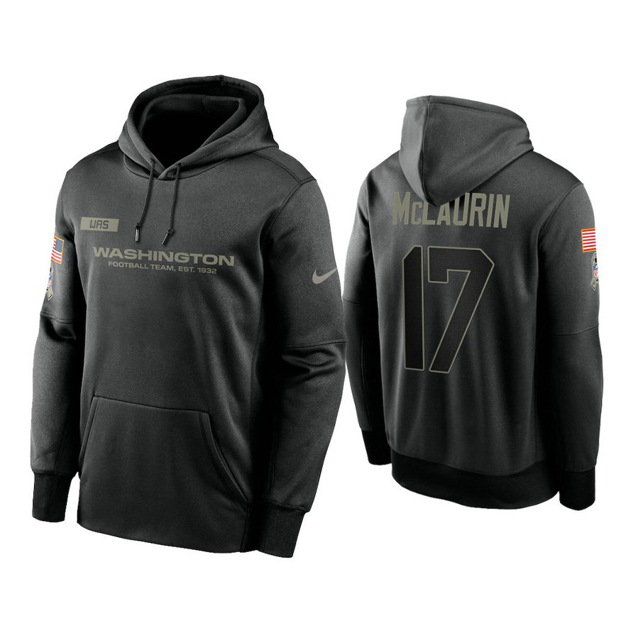 Washington Football Team #17 Terry McLaurin Black 2020 Salute to Service Sideline Performance Pullover Hoodie