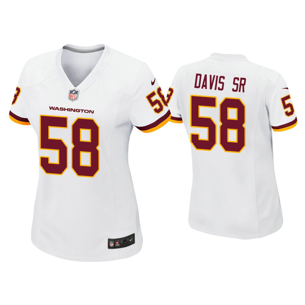 Women's Washington Football Team #58 Thomas Davis Sr White Game Jersey