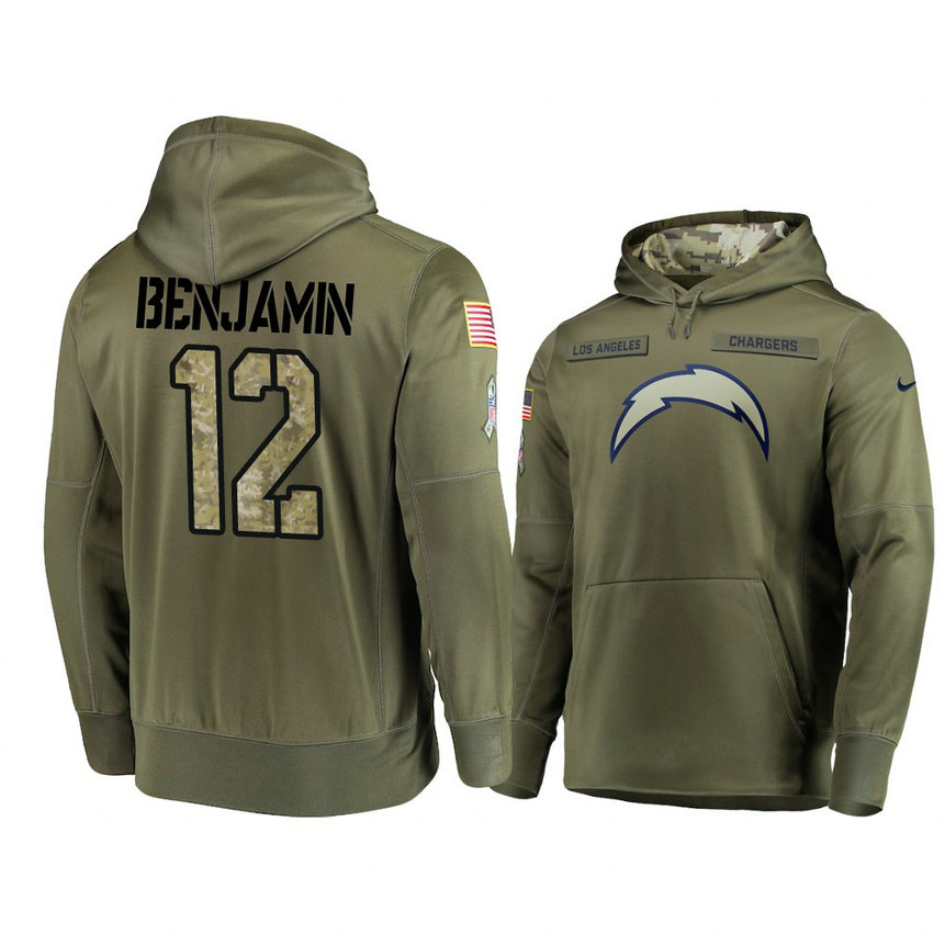Los Angeles Chargers #12 Travis Benjamin Olive Pullover Hoodie 2018 Salute To Service Los Angeles Chargers #12 Travis Benjamin Olive Pullover Hoodie 2018 Salute To Service