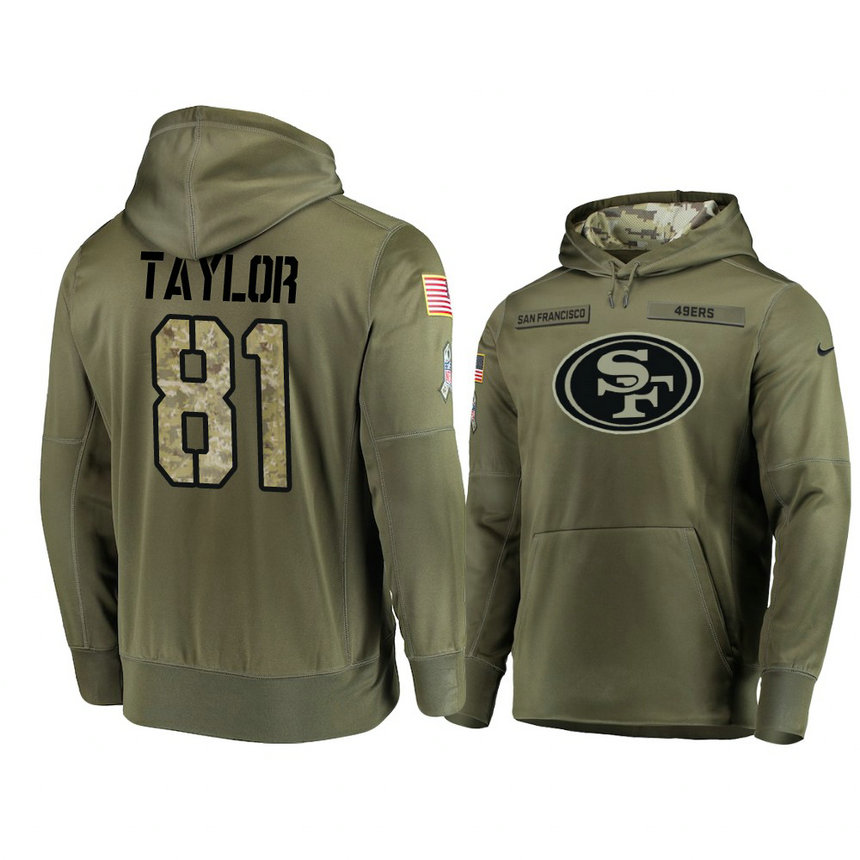 San Francisco 49ers #81 Trent Taylor Olive Pullover Hoodie 2018 Salute To Service San Francisco 49ers #81 Trent Taylor Olive Pullover Hoodie 2018 Salute To Service