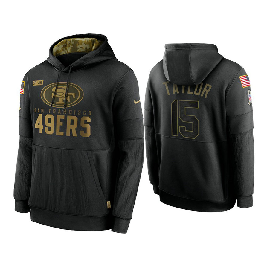 San Francisco 49ers #15 Trent Taylor Black 2020 Salute to Service Sideline Performance Pullover Hoodie San Francisco 49ers #15 Trent Taylor Black 2020 Salute to Service Sideline Performance Pullover Hoodie